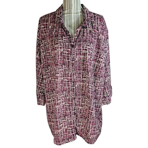 Catherines Women's Plus Size Petite Easy Fit 3/4 Sleeve V-neck Tee - 3xwp, Dark Violet
